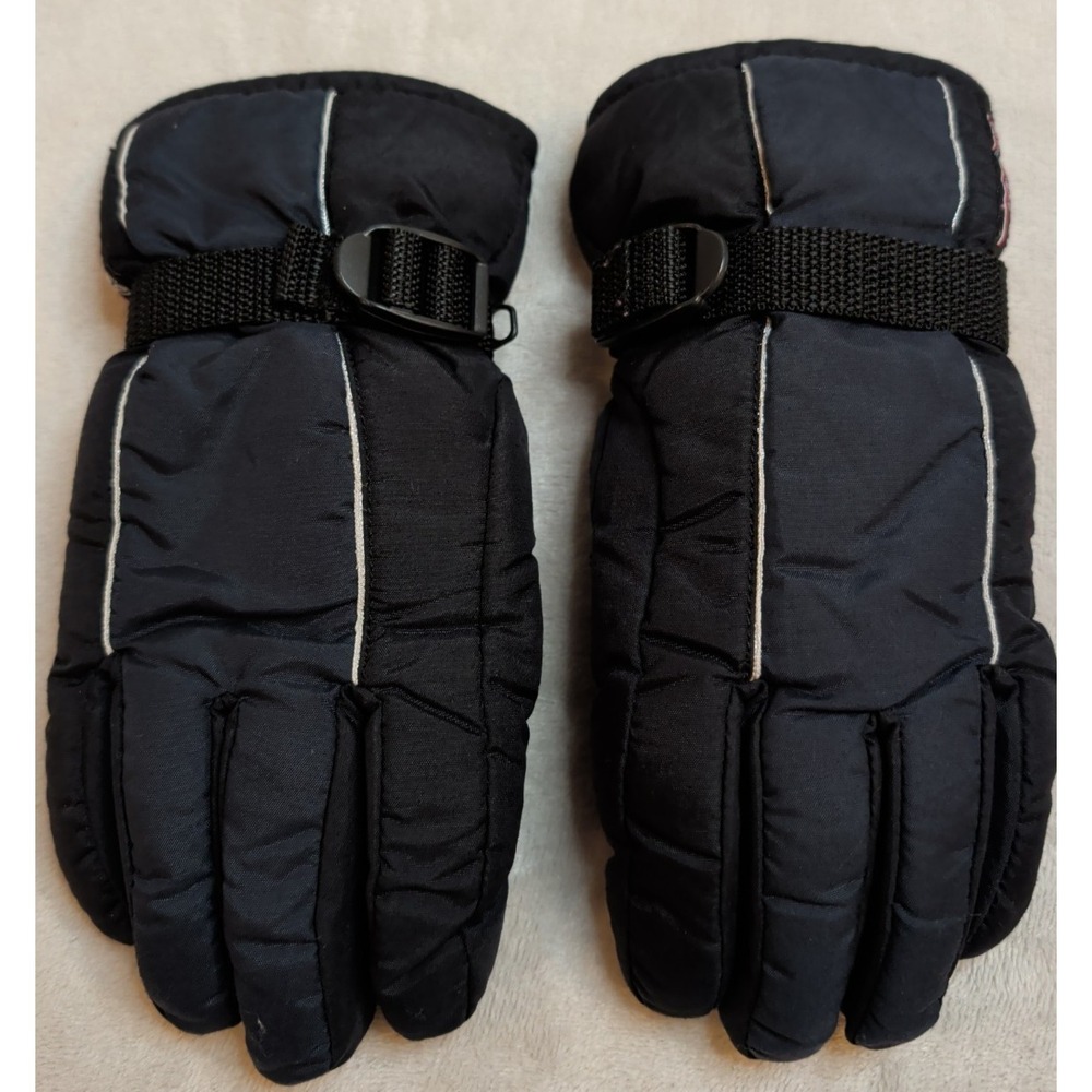 Black Thinsulate Insulated Winter Gloves Nylon Ski Snow Adjustable Wrist‎
